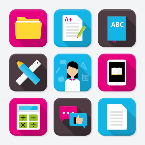 教育主题的squared应用程序图标设置图片下载