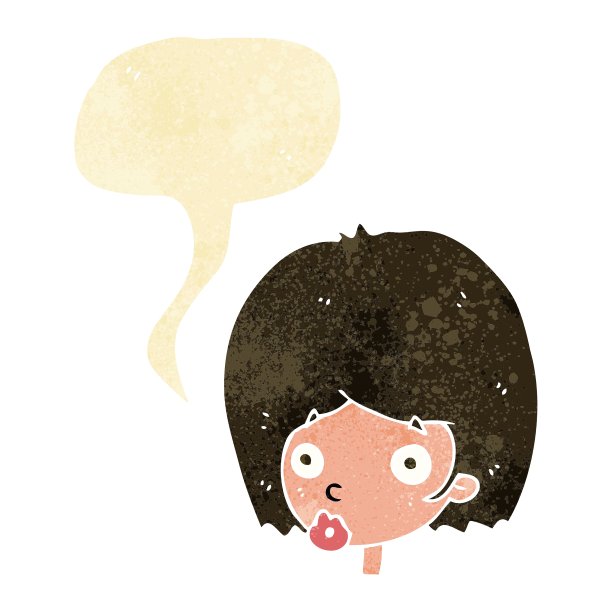 卡通惊讶的女性脸上带着说话泡泡图片下载