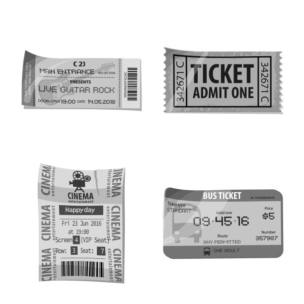 孤立的对象票和入场图标图片下载