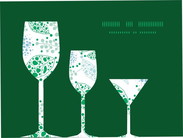 抽象蓝叶和绿叶三种酒图片下载