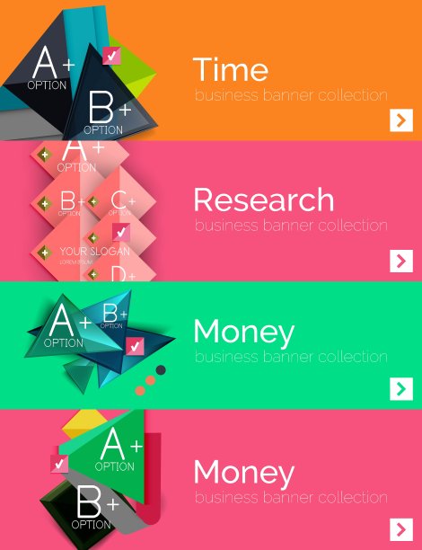 一套信息图表平面设计横幅与图片下载