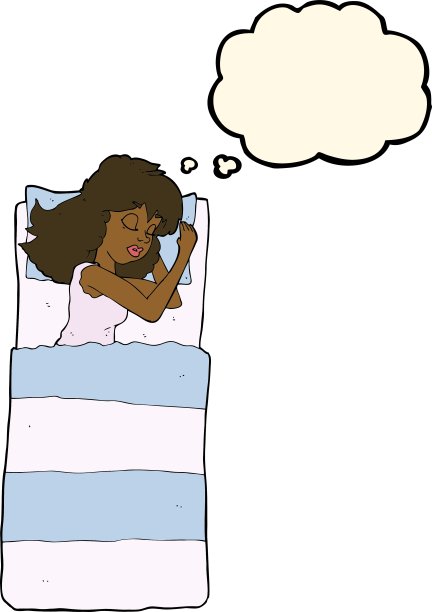卡通睡女人与思想泡泡图片下载