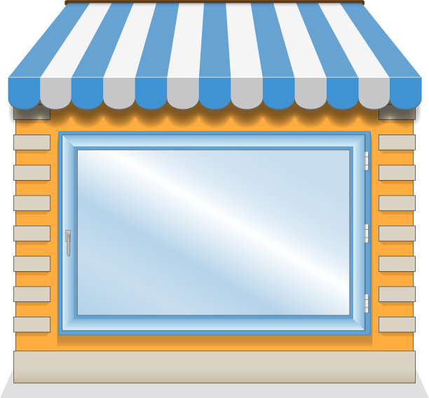 可爱的商店图标与蓝色遮阳篷图片下载