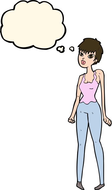 卡通美女与思想泡泡图片下载