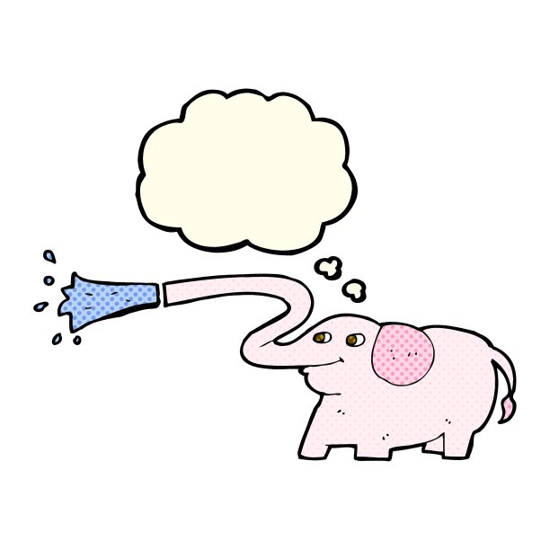卡通大象用思想喷水图片下载