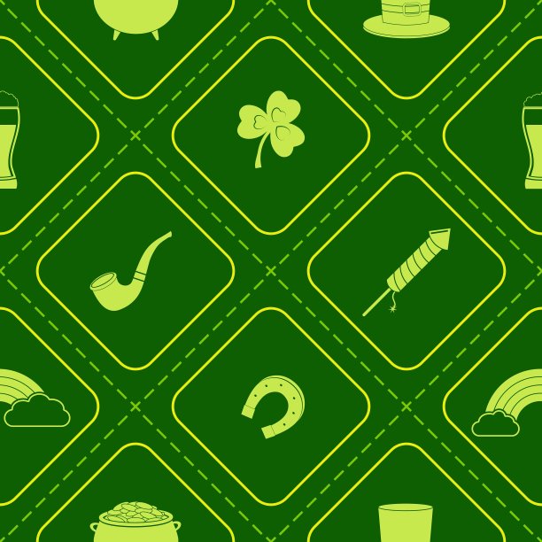 无缝背景与圣帕特里克节图标图片下载