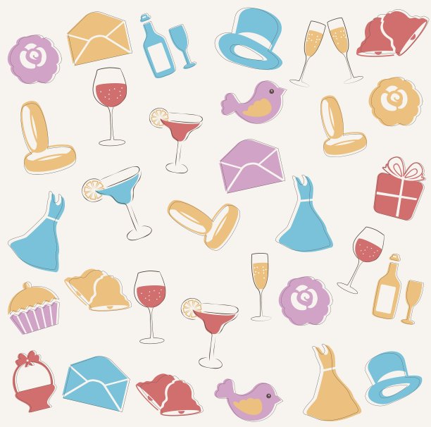 带有婚礼元素的图案图片下载