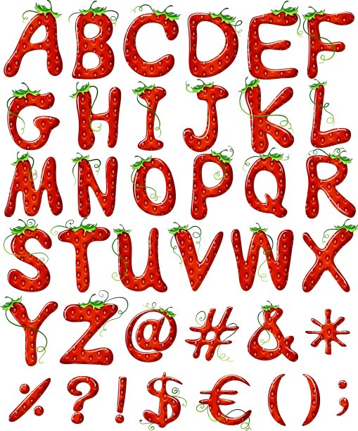草莓图案的字母图片下载