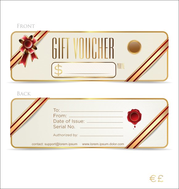礼品券正面和背面设计图片下载