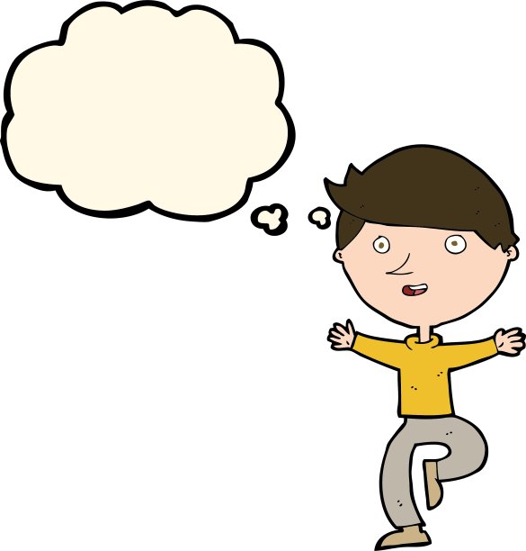 卡通兴奋的男人用思想泡泡图片下载