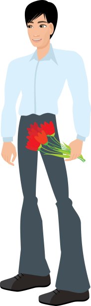 手持鲜花的年轻人图片下载