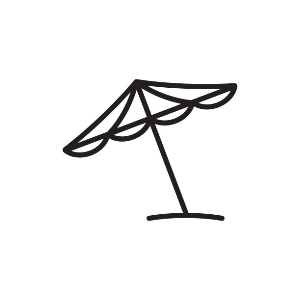 海滩伞的图标在时尚的平面设计图片下载