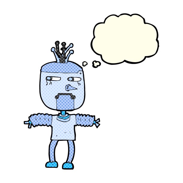卡通机器人与思想泡泡图片下载