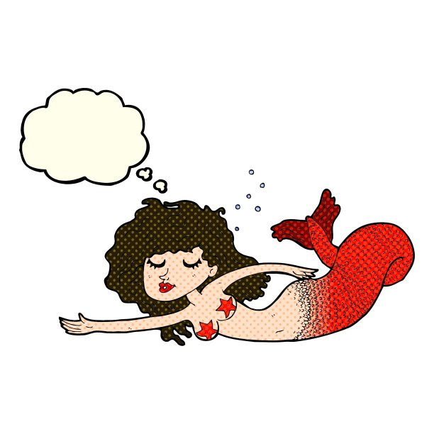 卡通美人鱼与思想泡泡图片下载