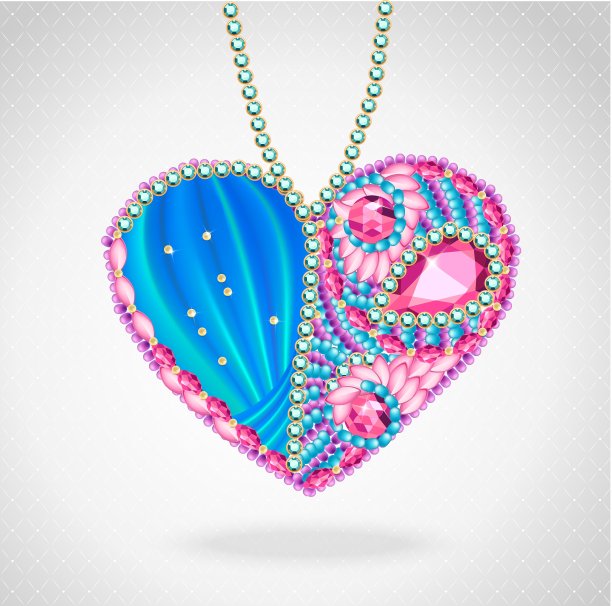 宝石和丝带的心图片下载