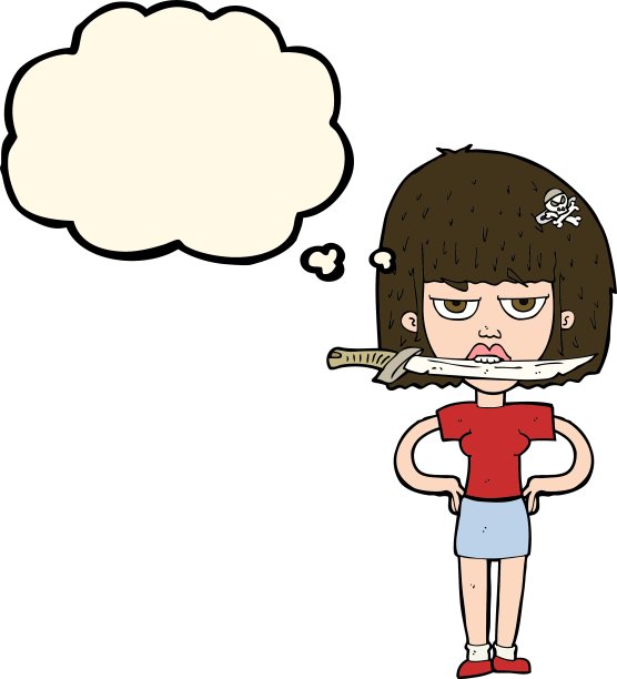 卡通女人用刀夹着牙图片下载