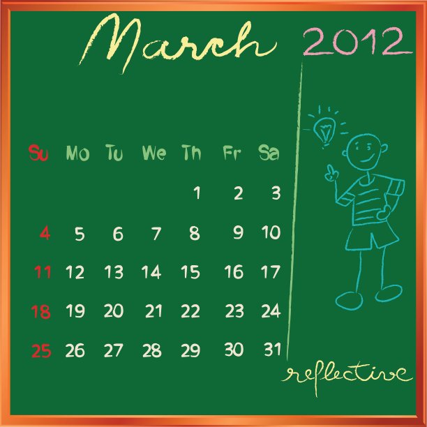 2012年日历黑板图片下载