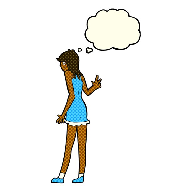 卡通女人挥舞着思想泡泡图片下载