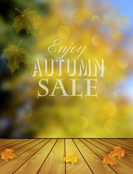秋季销售背景与彩色的树叶图片下载
