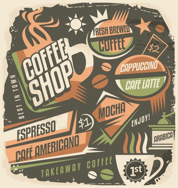 复古粉笔板菜单设计模板的咖啡图片下载