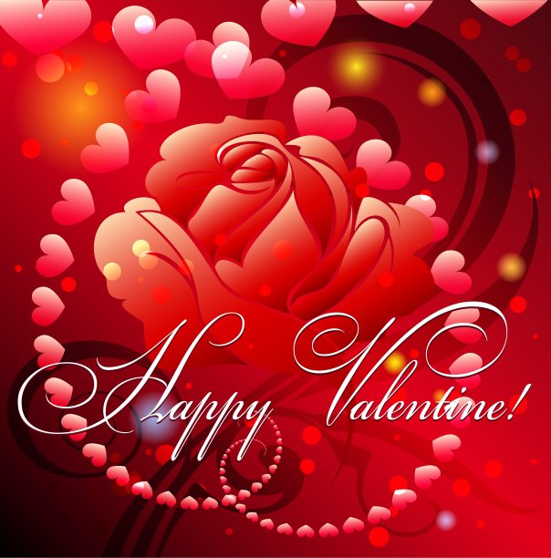 带有玫瑰和爱心的贺卡图片下载