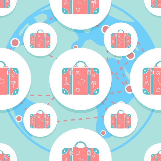 背景图案的旅行手提箱在一个单位图片下载