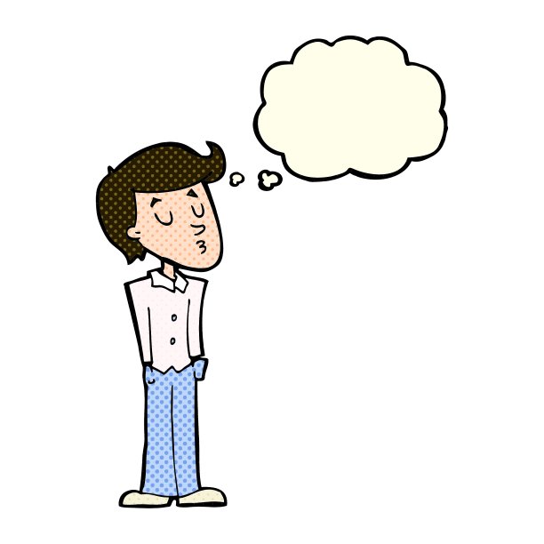 卡通冷静的人用思想泡图片下载