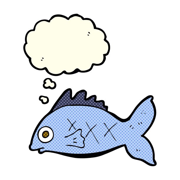 卡通鱼与思想泡泡图片下载