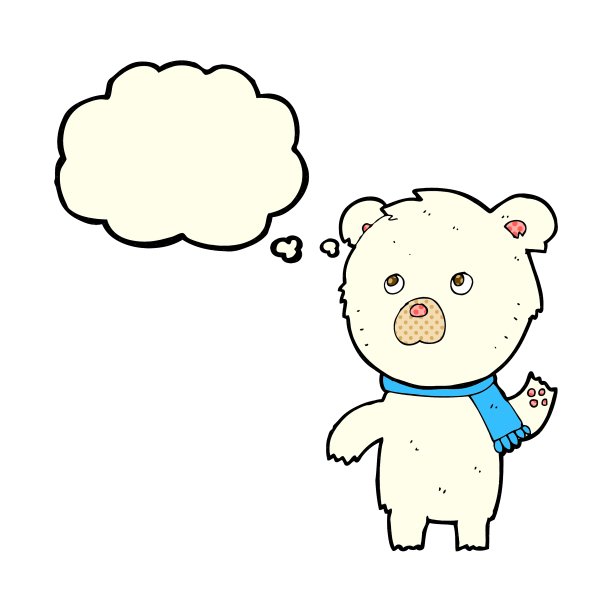 卡通可爱的北极熊与思想泡泡图片下载
