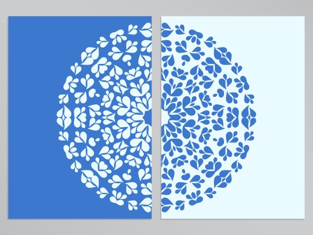 蓝色和白色的传单设计与圆形图案图片下载