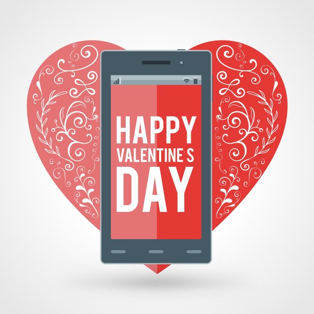 智能手机，情人节快乐，大心胸图片下载