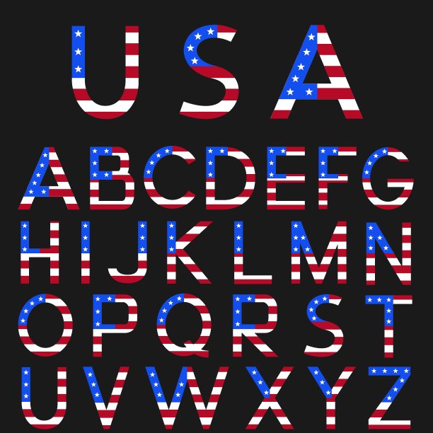 美国国旗字母表图片下载