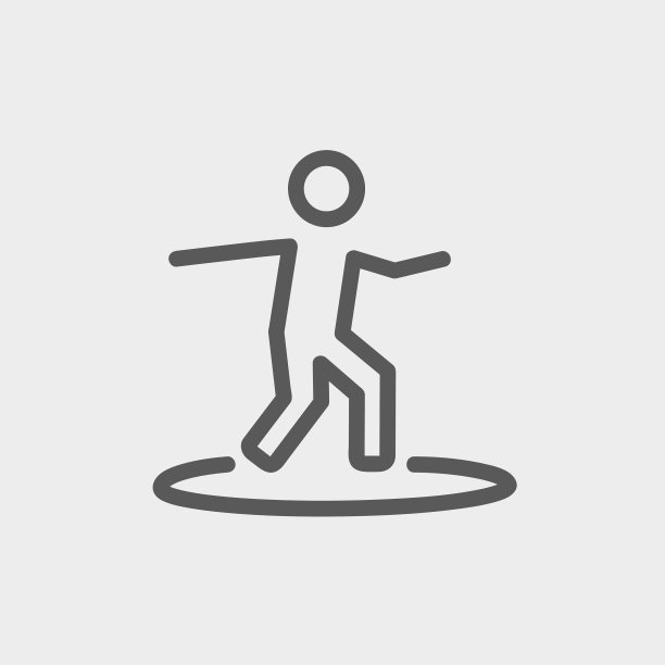 男孩在冲浪板上细线图标图片下载