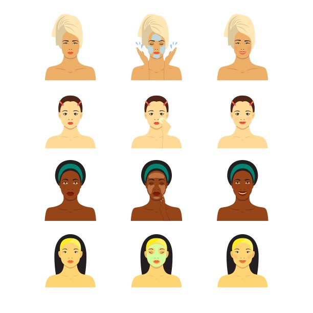 图标设置的皮肤护理信息图表年轻女性图片下载