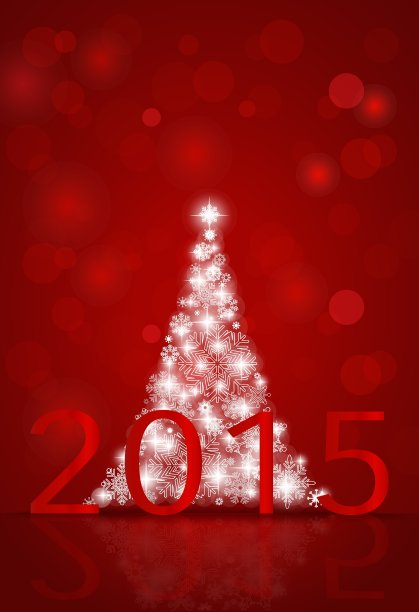 2015快乐新年背景与圣诞树图片下载