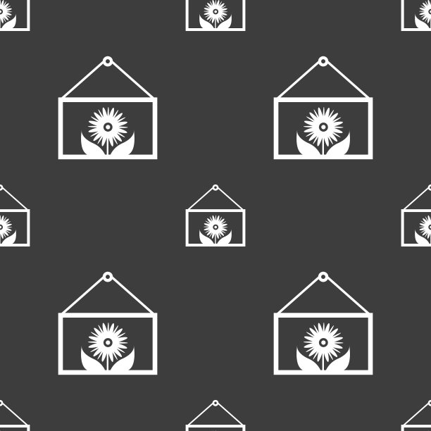 框架与花卉图标标志无缝图案上图片下载