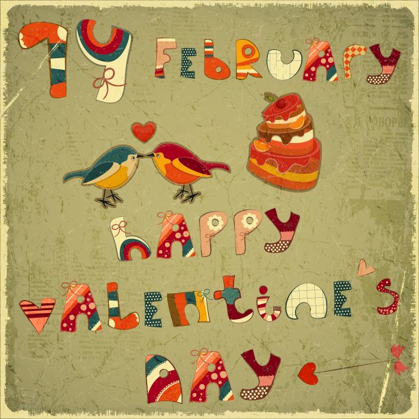 复古情人节卡片图片下载