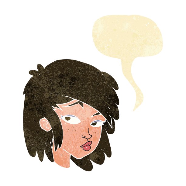 卡通好奇的女人用气泡说话图片下载