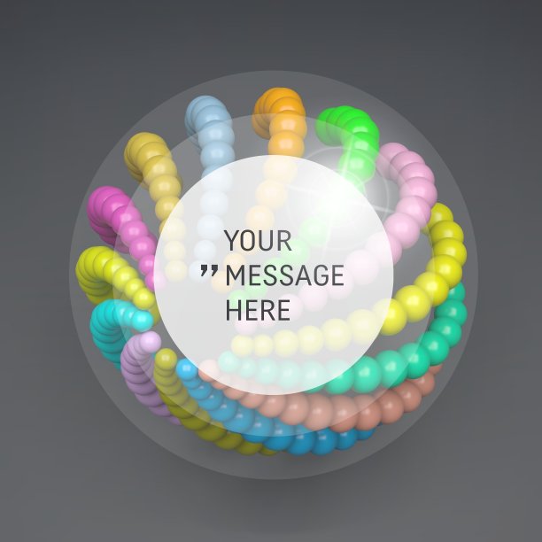 圆形框架与放置文本3D球体图片下载