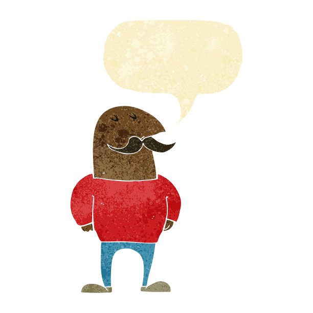 卡通秃头，蓄着胡子，说话冒泡图片下载