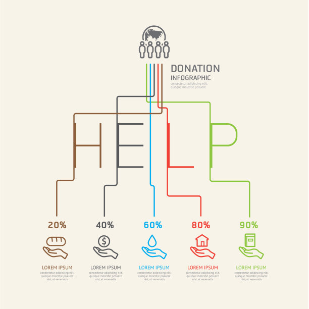 平面线性信息图慈善和捐赠图片下载