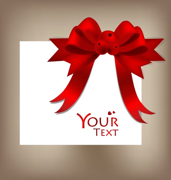 带红色蝴蝶结的贺卡图片下载