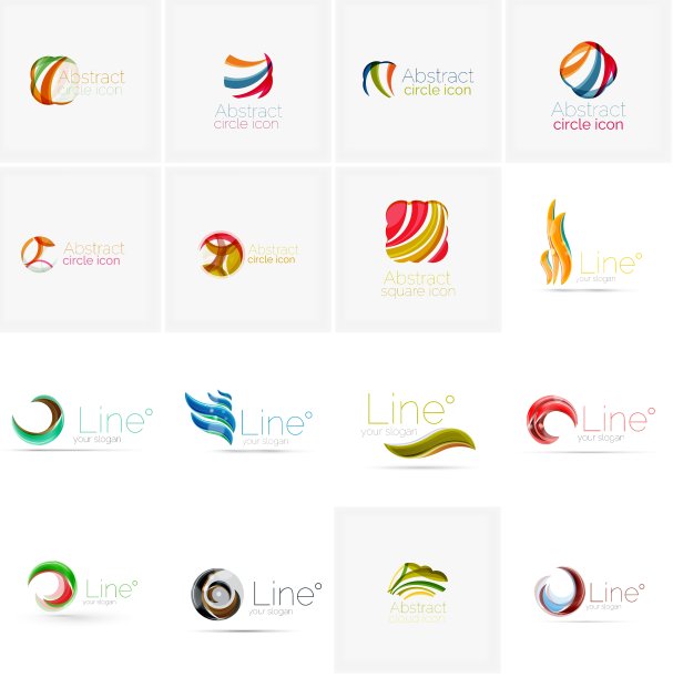 一组抽象的波浪元素圆漩涡和图片下载