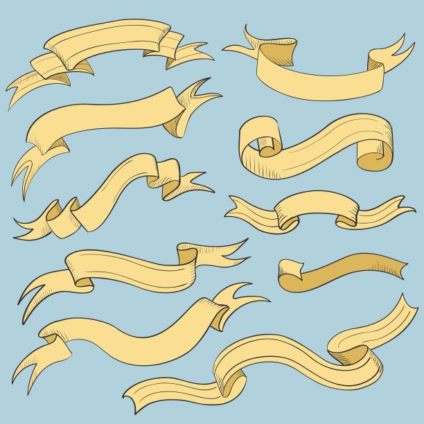 复古缎带横幅手绘图片下载