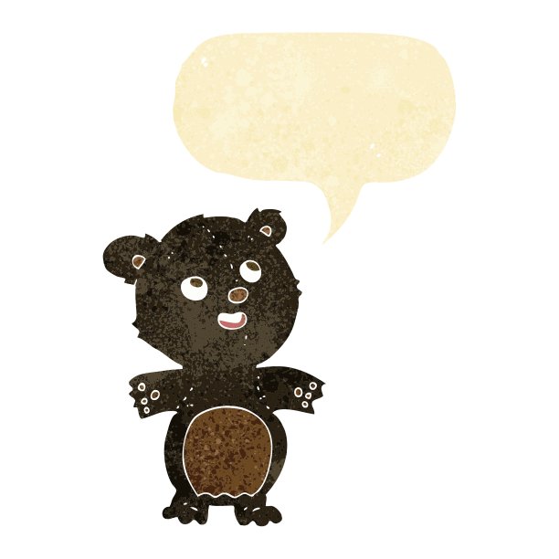 卡通快乐的小黑熊用语音泡泡图片下载