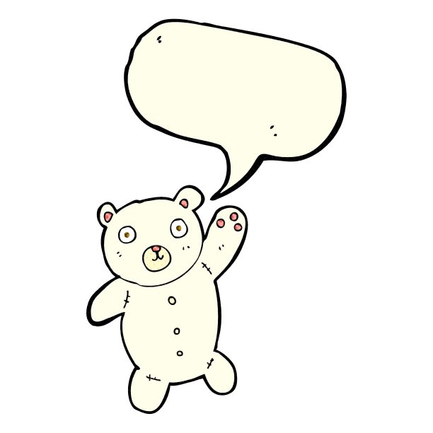卡通可爱的极地泰迪熊与语音泡泡图片下载