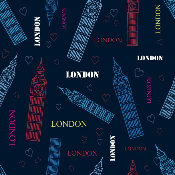 伦敦大本钟塔深蓝色无缝图片下载