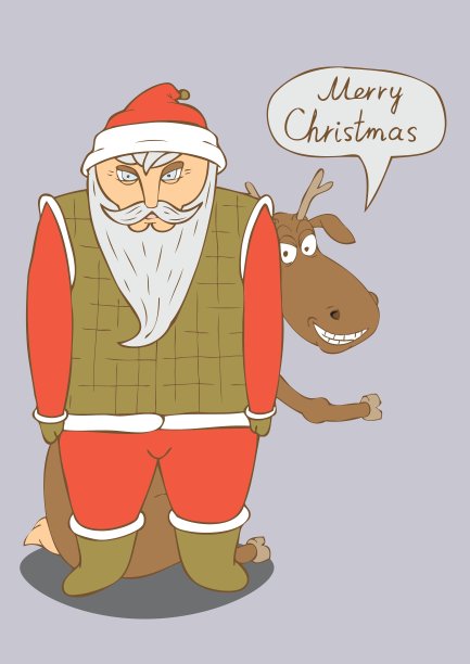 一张有圣诞老人照片的圣诞卡图片下载