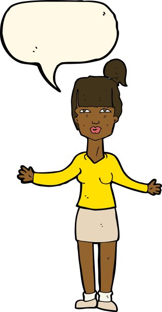 卡通女人耸肩讲话图片下载