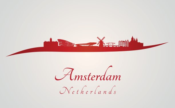 红色的阿姆斯特丹天际线图片下载